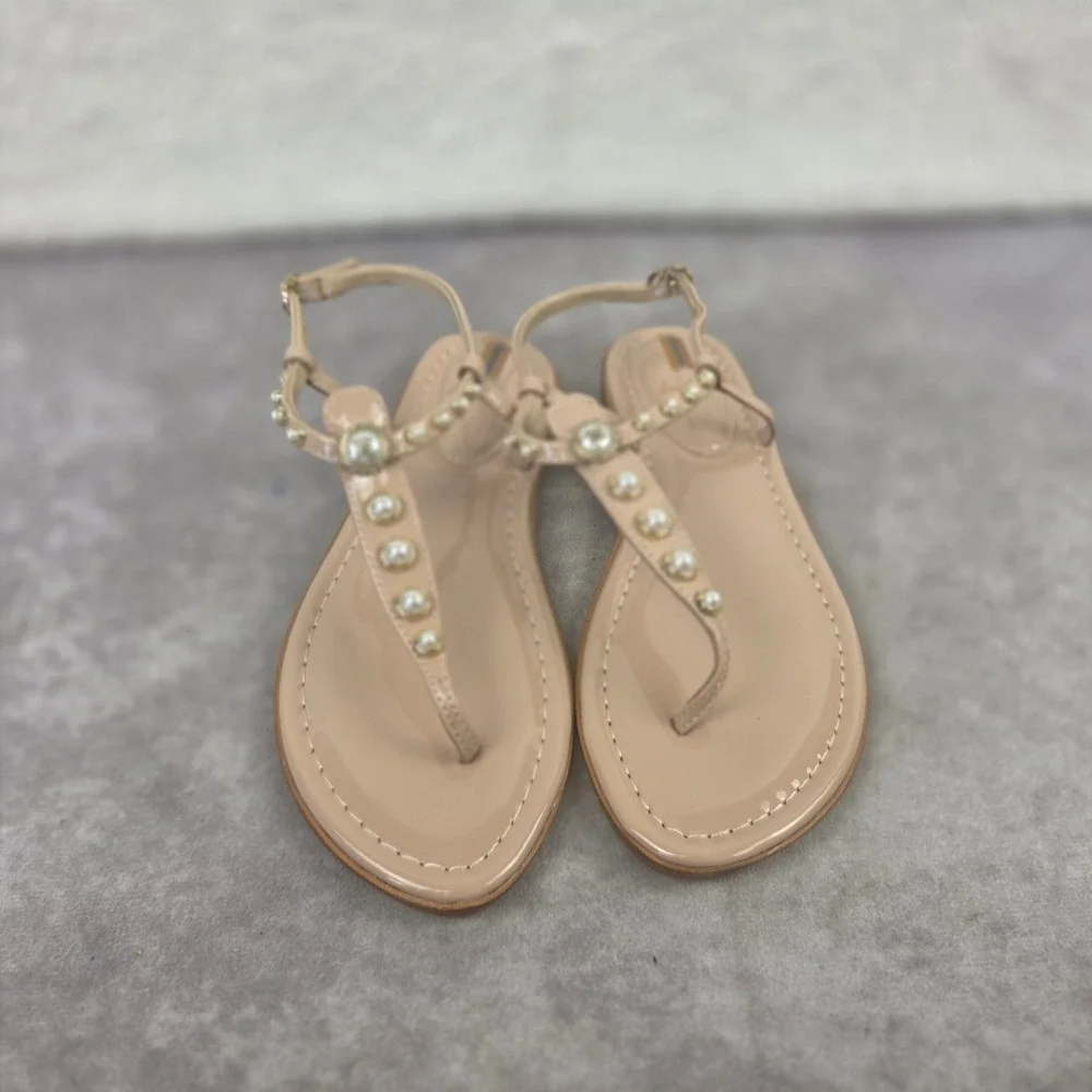 Sam Edelman Kids Gigi Pearl Sunrise Pnk Patent Faux Pearl Sandals SZ3 Little Kid